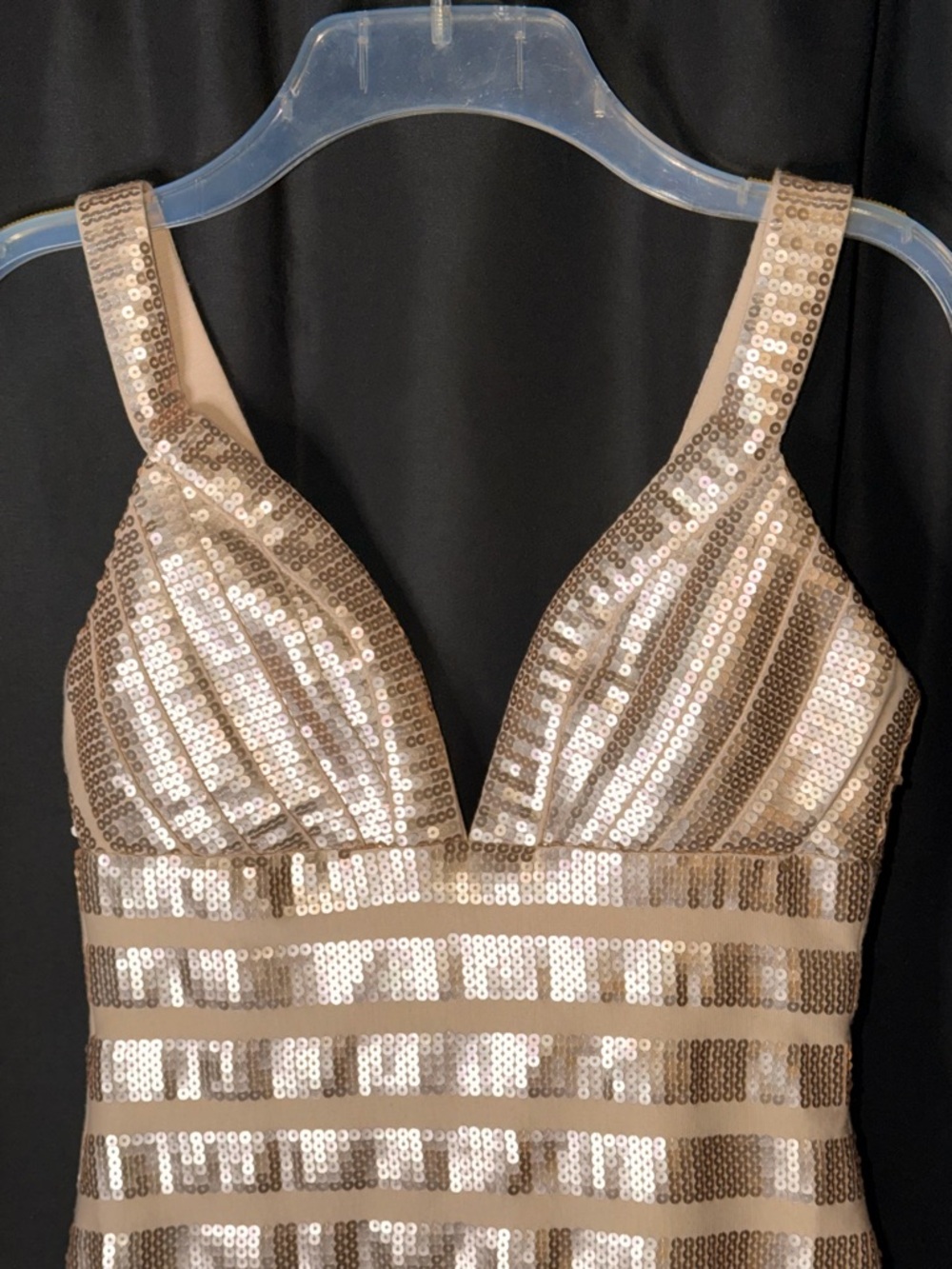 Galen Schwartz PRIVE Sequin V-Neck Dress in Champagne —#125 - Picture 7 of 14